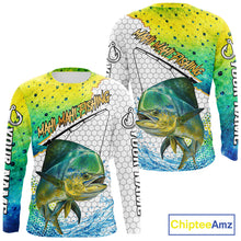 Load image into Gallery viewer, Mahi Mahi Custom Fishing Shirts Long Sleeve, Saltwater Fishing Clothing, Fishing Jerseys NBT425