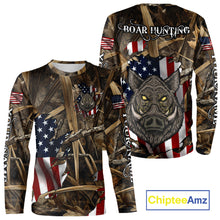 Load image into Gallery viewer, American Flag Boar Camo Hunting Shirt, Best Hunting Clothes for Boar Hunting Season NBT185