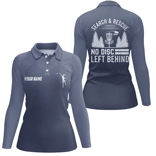 Search & Rescue Navy Blue Geometric Womens Disc Golf Polo Shirt Cool Disc Golf Tops For Women LDT1069
