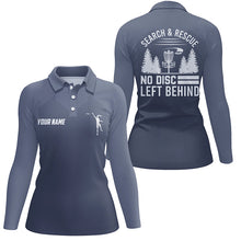 Load image into Gallery viewer, Search &amp; Rescue Navy Blue Geometric Womens Disc Golf Polo Shirt Cool Disc Golf Tops For Women LDT1069