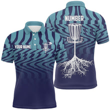 Load image into Gallery viewer, Gradient Light &amp; Dark Blue Mens Personalized Disc Golf Polo Shirts Cool Golf Gifts For Men LDT0283