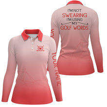 Load image into Gallery viewer, I'm Not Swearing I'm Using My Golf Words Gradient Orange Golf Polo Shirts For Women LDT0387