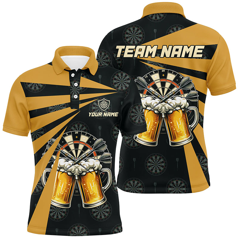 Black Yellow Beer Mens Darts Polo Shirt Custom Darts Shirt For Men Drinking Dart Jerseys LDT1381
