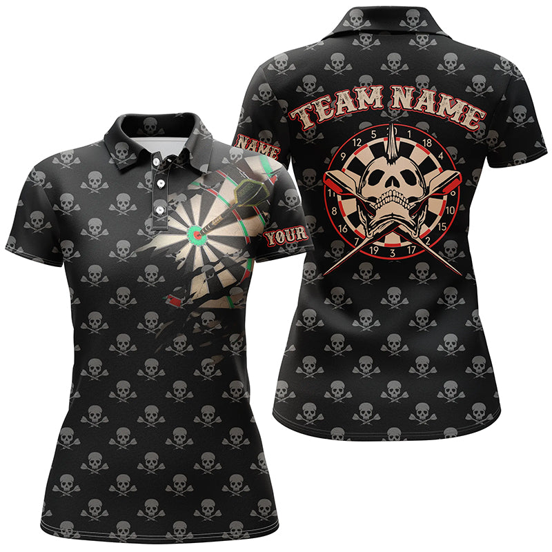 Personalized Darts Skull Crossed Pattern Polo Shirts Scary Dart Jerseys For Women LDT0488