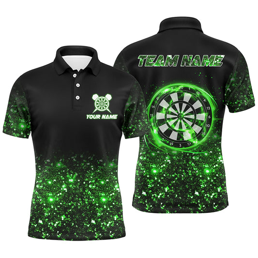 Black Green Light Mens Darts Polo Shirt Custom Darts Shirt For Men Dart Team Jerseys LDT1447