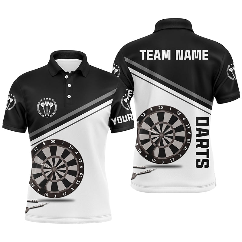 Black And White Mens Darts Polo Shirt With Name Customized Darts Shirts For Men Dart Jersey LDT0306