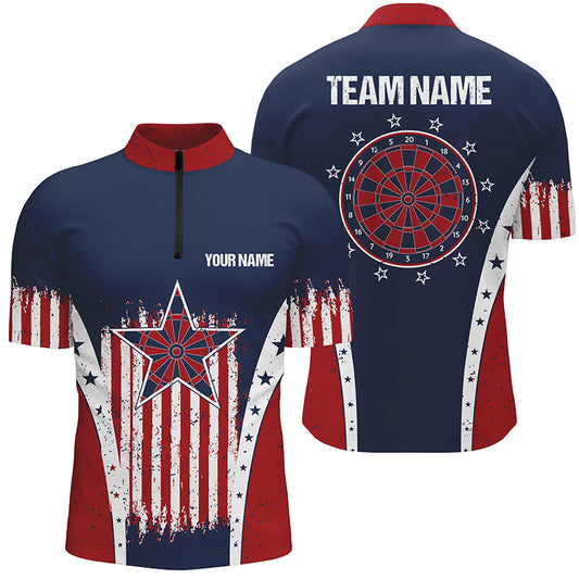 Retro American Flag Darts Quarter Zip Shirt Personalized Patriotic Darts Jerseys For Men LDT0340