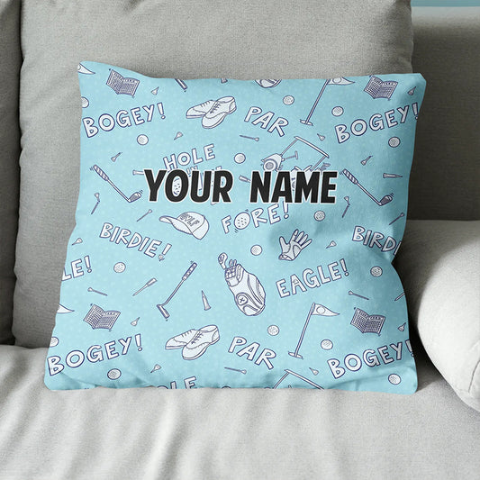 Blue Funny Golf Elements Custom Throw Pillow Personalized Golf Gifts LDT1142