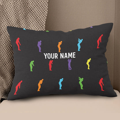 Colorful Golf Swing Custom Throw Pillow Personalized Best Golf Gifts LDT1147