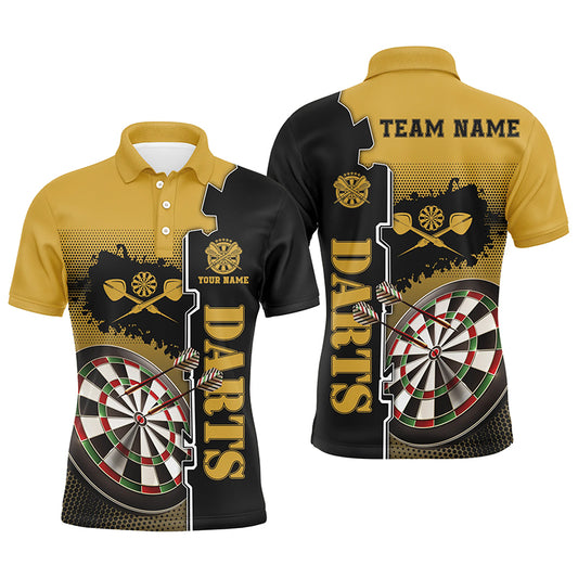 Personalized Yellow Black Mens Darts Polo Shirt Custom Darts Shirt For Men Darts Team Jersey LDT0417