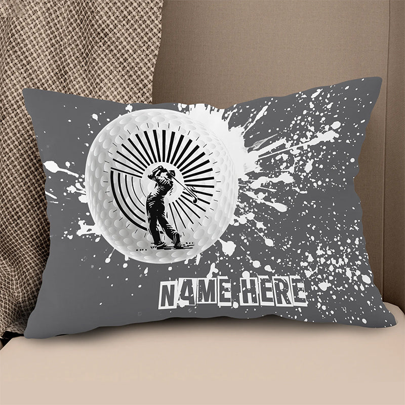 Golfer Custom Name Grey Throw Pillow Personalized Golf Gifts For Golfer LDT1187