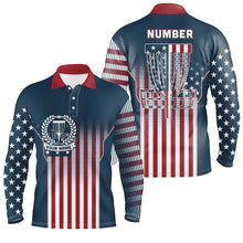 Load image into Gallery viewer, Customized Disc Golf Patriotic Gradient Usa Flag Mens Polo Shirt Disc Golf Gifts For Men LDT0597