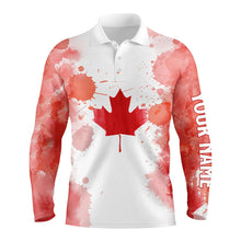 Load image into Gallery viewer, Watercolor Grunge Canada Flag Mens Golf Polo Shirts Canadian Patriotic Golf Shirts For Men LDT0665