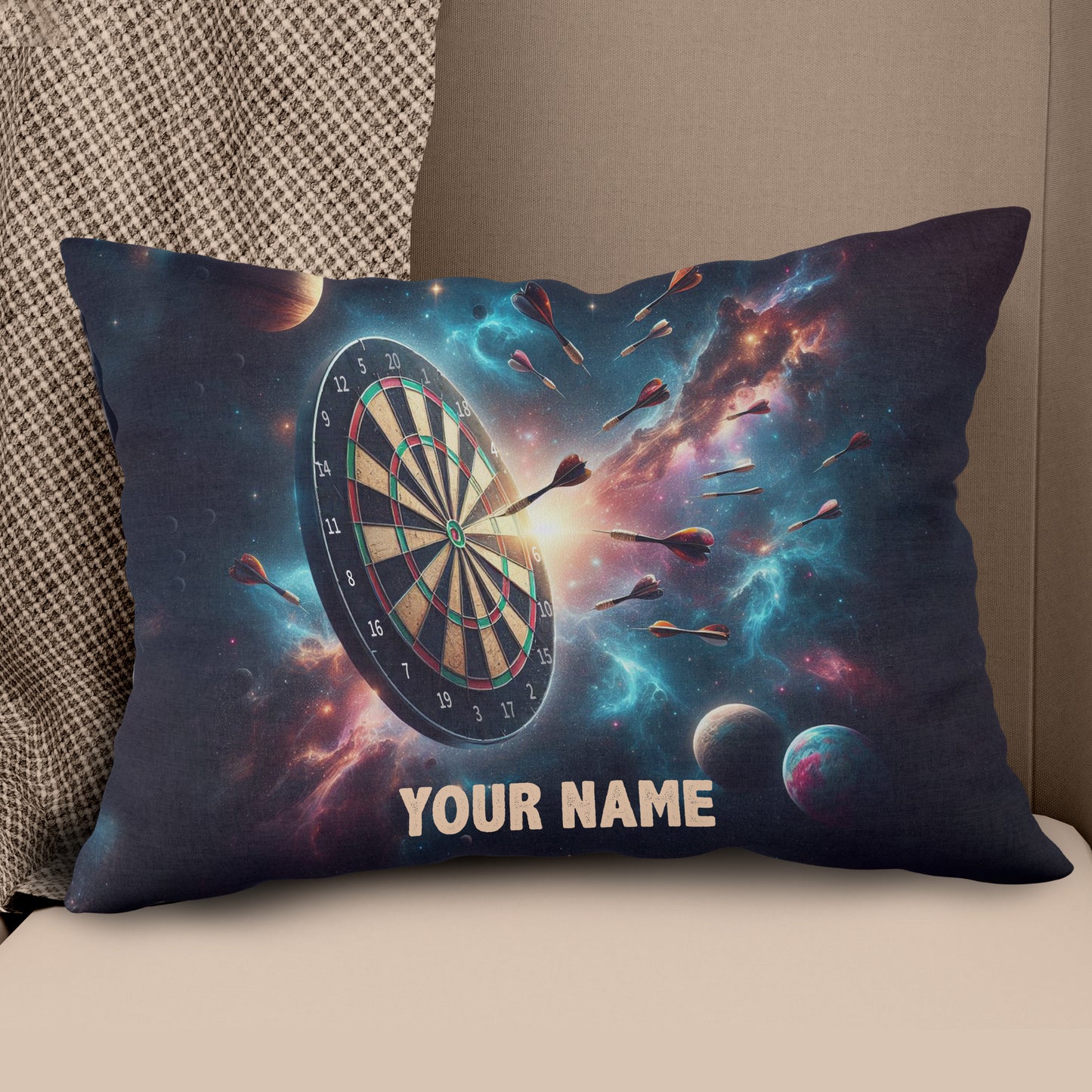 Dartboard In Galaxy Custom Darts Throw Pillow Personalized Dart Gifts LDT1150