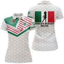 Load image into Gallery viewer, Mexican Flag World's Okayest Golfer Custom White Polo Shirt Patriotic Golf Shirts For Women LDT0432