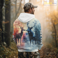 Load image into Gallery viewer, Deer Hunting in snow American Flag Long Sleeve, Hoodie Shirt NHT02