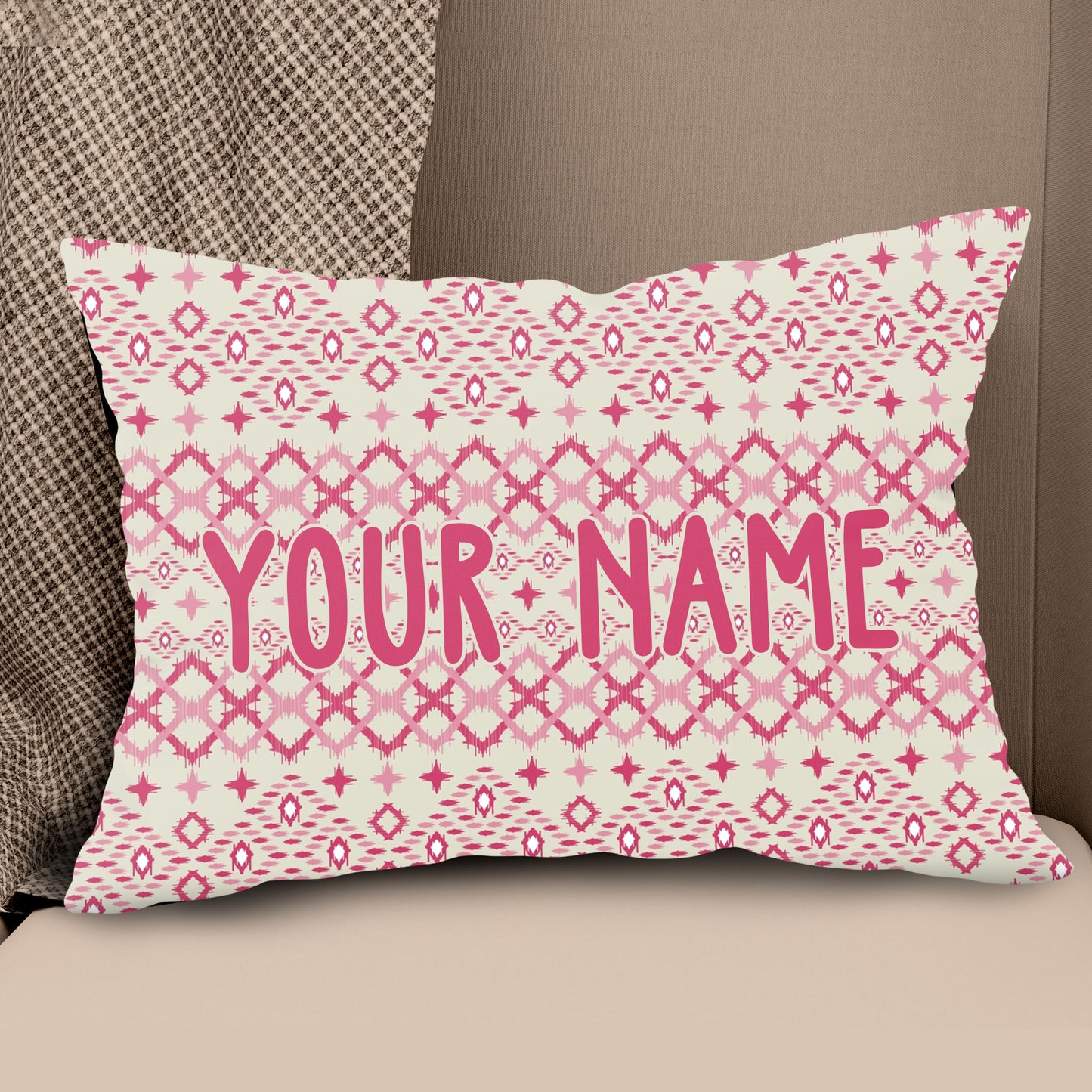 Geometric Pink Paisley Custom Throw Pillow Personalized Golfing Gifts LDT1130