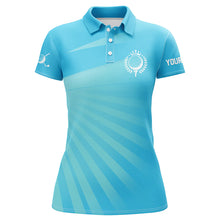 Load image into Gallery viewer, Personalized Blue Womens Golf Polo Shirts Custom Name Golf Shirts For Women Golfing Gifts LDT1353