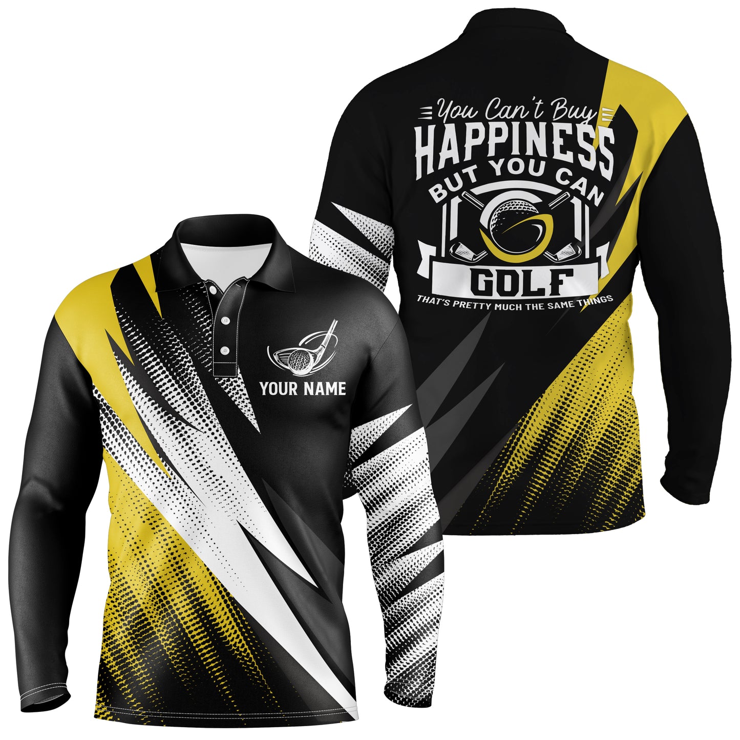Mens Yellow Golf Polo Shirts, Personalized Golf Shirts For Male, Cool Golf Gifts For Golfer LDT0169