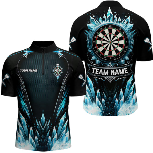 Blue Ice Dartboard Custom Darts Quarter Zip Shirt Cool Darts Shirt For Men Dart Jerseys LDT1241