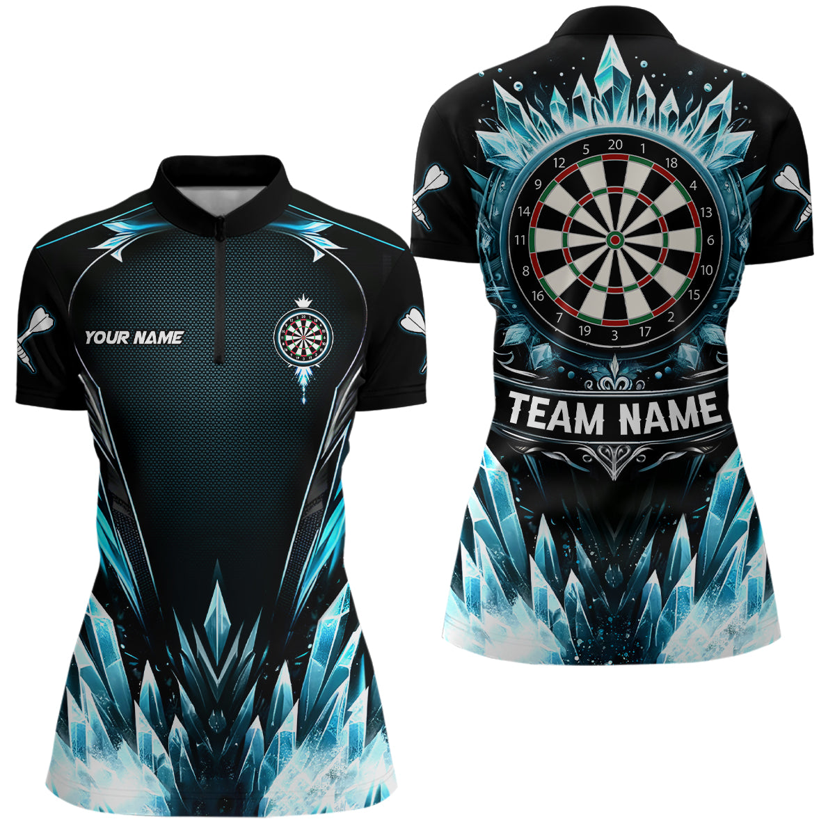 Blue Ice Dartboard Custom Darts Quarter-Zip Shirt Cool Darts Shirt For Women Dart Jerseys LDT1241