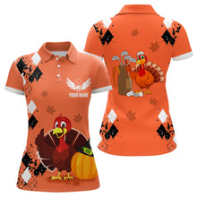 Load image into Gallery viewer, Turkey Bird Thanksgiving Golf Polo Shirt Argyle Orange Custom Women Golf Tops Cool Golf Gifts LDT0871