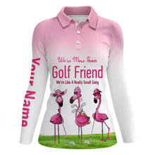 Load image into Gallery viewer, We're More Than Golf Friend Pink Flamingo Womens Golf Polo Shirts Cute Golf Shirts For Women LDT0602