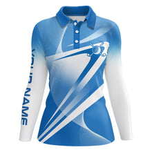 Load image into Gallery viewer, White Blue Custom Name Womens Golf Polo Shirts Personalized Golf Shirts For Women Golf Gifts LDT1320
