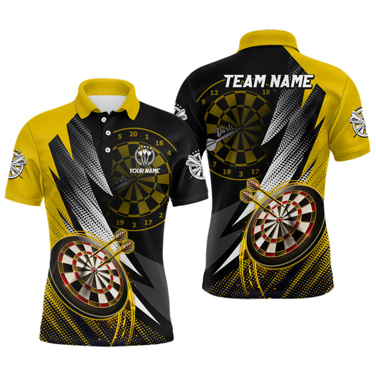 Personalized Yellow Black Mens Darts Polo Shirt Custom Darts Shirt For Men Team Jerseys LDT1325