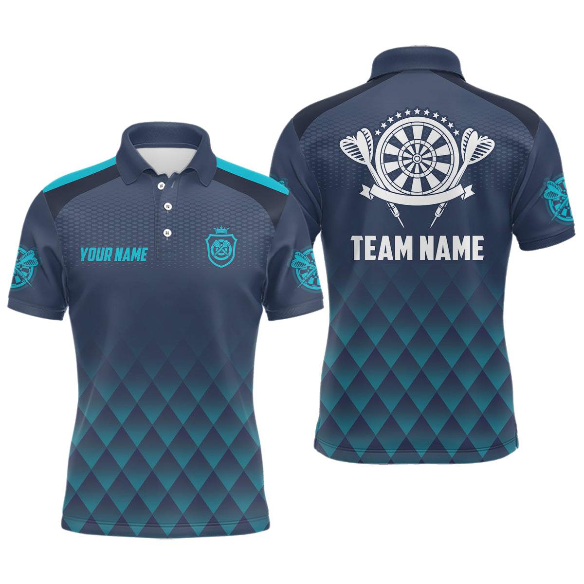 Personalized Darts Geometric Pattern Blue Navy Polo Shirts Basic Darts Jersey For Men LDT0420