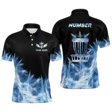 Load image into Gallery viewer, Icy Blue Light Mens Disc Golf Polo Shirt Customized Disc Golf Gifts For Men Disc Golf Basket Shirts LDT1402