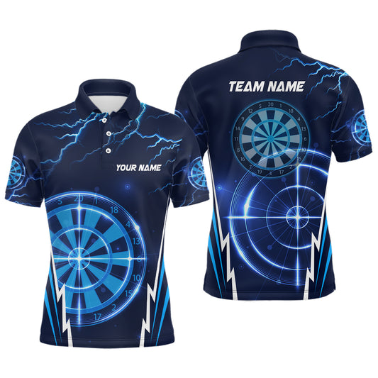 Blue Thunder Lightning Mens Darts Polo Shirt Custom Dart Shirts For Men Dart Jerseys LDT1410