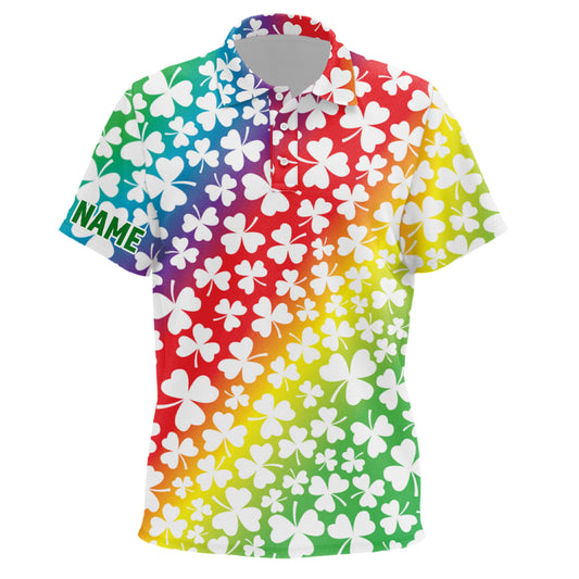Rainbow Shamrocks St Patrick Day Kids Golf Polos Custom Golf Shirts For Kid Golf Gifts LDT1418