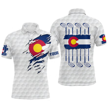 Load image into Gallery viewer, Colorado Flag Golf Pattern White Mens Polo Shirt Custom Golf Shirts For Men Patriotic Golf Gifts LDT0785