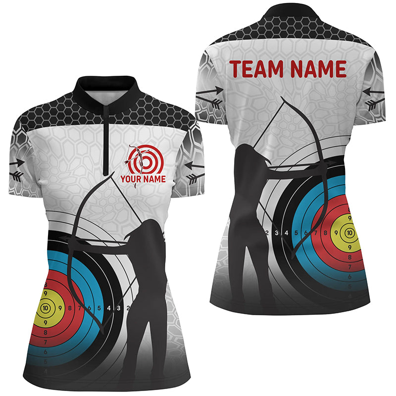 Personalized 3D Target Archery Silhouette Archer Quarter-Zip Shirts For Women, Arrows Archery Shirts VHM0637