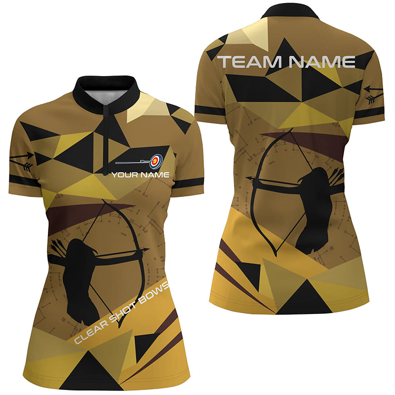 Personalized Clear Shot Bows Silhouette Archer Quarter-Zip Shirts For Women, Target Archery Shirts  VHM0640