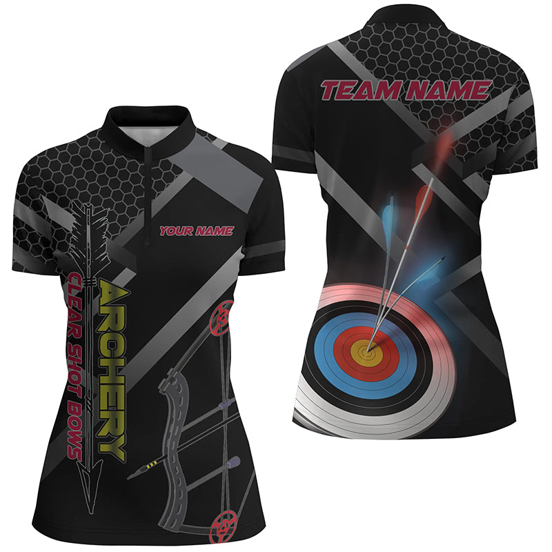 Personalized Clear Shot Bows 3D Target Archery Quarter-Zip Shirts For Women, Archery Team Shirts  VHM0659