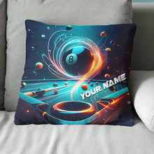 Load image into Gallery viewer, Personalized Billiard Balls In Space 3D Pillow, 8 Ball Pool Throw Pillow VHM0895