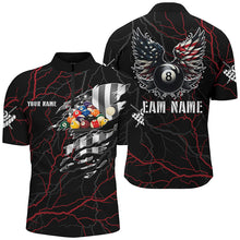 Load image into Gallery viewer, Personalized Red Thunder US Flag Billiard Balls 3D Polo Shirts For Men Billiard 8 Ball Wings Jerseys VHM1195