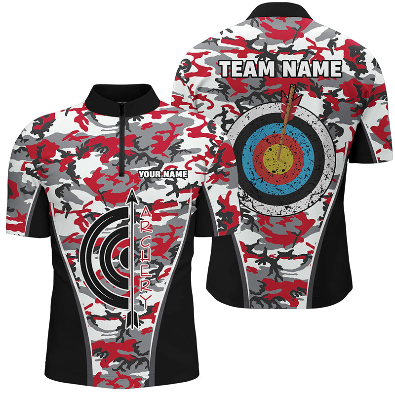 Personalized Camo Target Archery Quarter-Zip Shirts For Men Archery Jerseys Custom Archery Shirts VHM1138