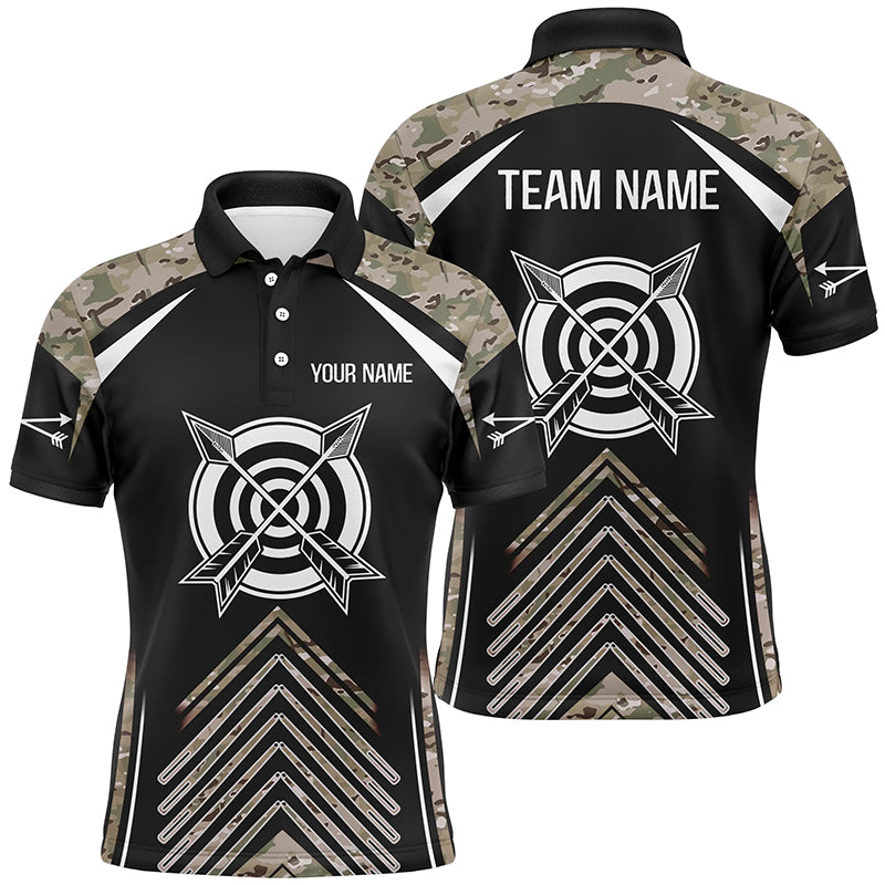 Personalized Camouflage 3D Target Archery Polo Shirts For Men, Custom Arrows Archery Team Shirts  VHM0762