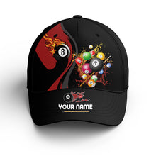 Load image into Gallery viewer, Personalized Billiards Balls Fire And Water 8 Ball Billiard Hats Cap, Custom Red Black Billiards Hat VHM0534