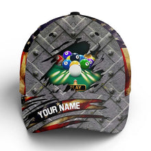 Load image into Gallery viewer, Billiards Colors US Flag Custom 3D Cap Hats For Men And Women, Personalized Patriotic Billiard Hats VHM0277