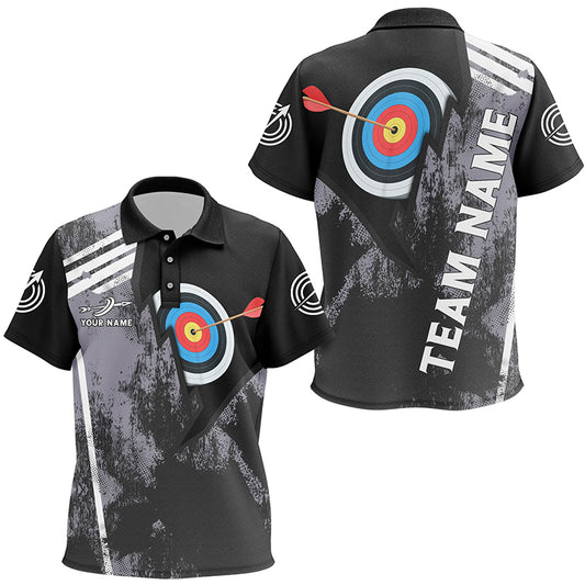 Personalized 3D Target Archery Polo Shirts For Kids, Custom Arrow Archery Paint Black Jerseys VHM0576