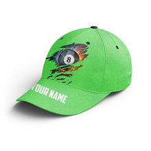 Load image into Gallery viewer, Personalized 8 Ball Water And Fire Billiard Hats For Men And Women, Custom Green Billiards Hat VHM0363