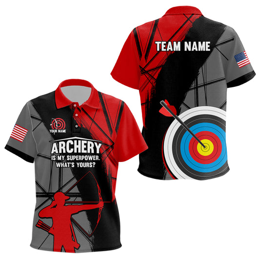 Personalized 3D Target Archery Silhouette Archer Polo Shirts For Kids Custom US Flag Archery Shirts VHM0634