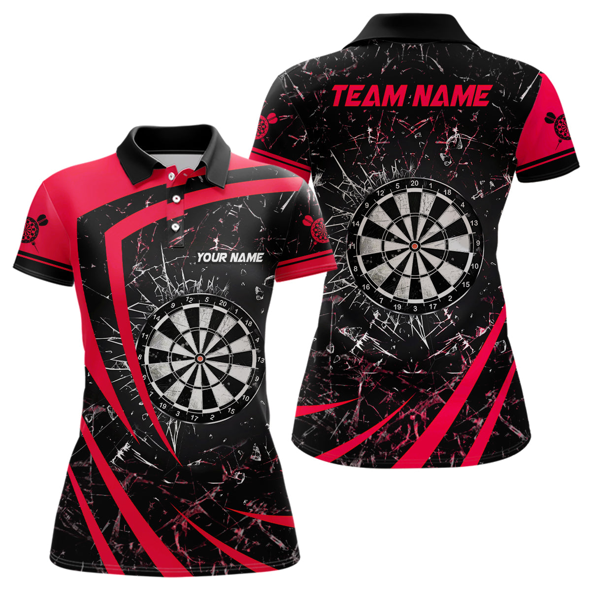 Personalized Red Glass Break Dart Polo Shirts Custom Dart Shirts For Women Dart Team Shirts VHM1160