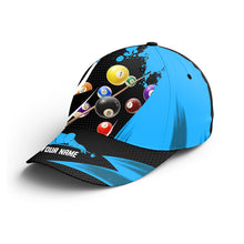 Load image into Gallery viewer, Personalized Billiard Balls 3D Print Black Blue Cap Hats For Billiard Player, Custom Billiards Hat VHM0310