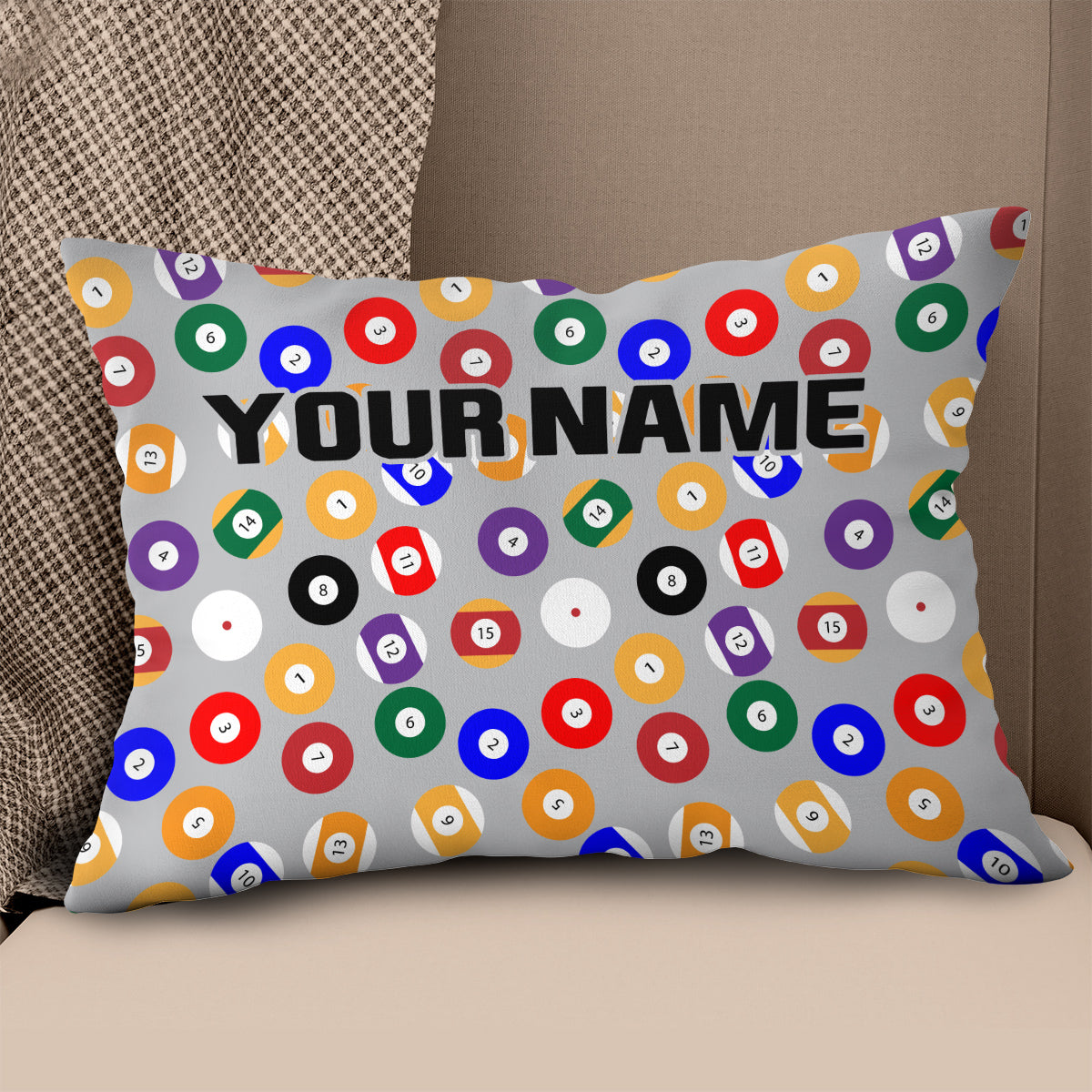 Personalized Billiard Balls Pillow Custom Throw Pillow Top Billiard Gift VHM0885