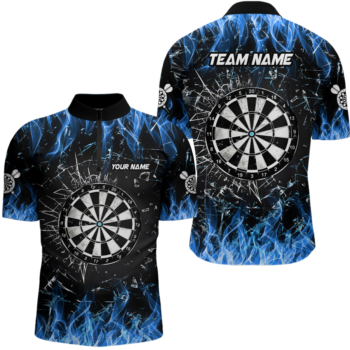 Personalized Blue Fire Glass Break Dart Shirts Custom Dart Jerseys For Men Dart Team Shirts VHM1193